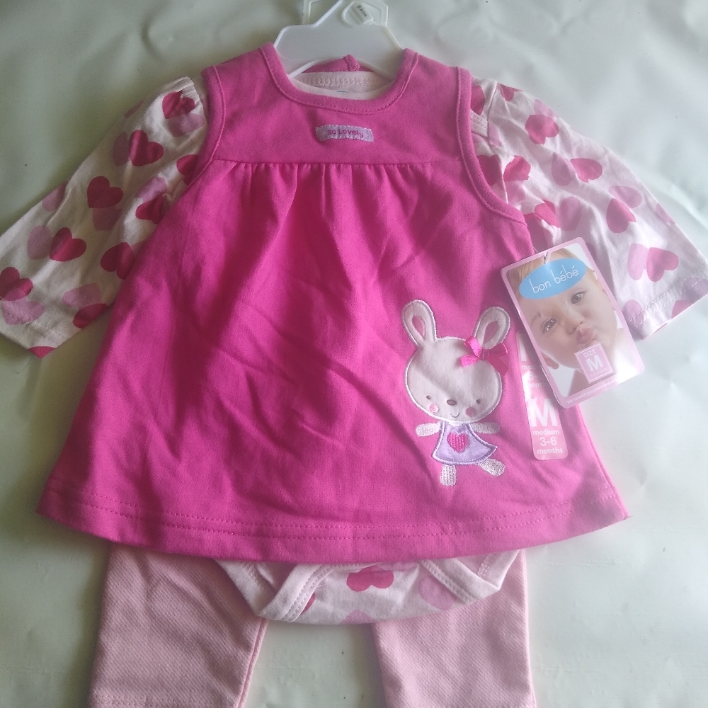 Bon Bebe 3-6 Month 2 PC Jumper W/Body Suit